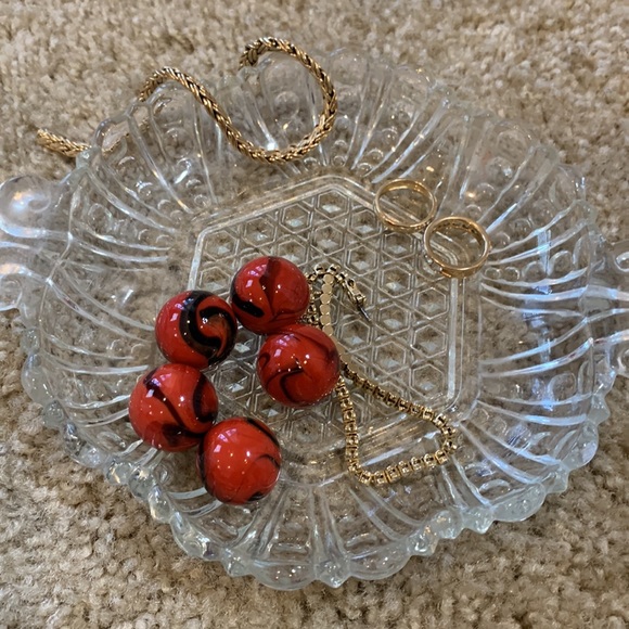 set of 5 Ladybug mega glass marbles. red and black - Picture 5 of 5